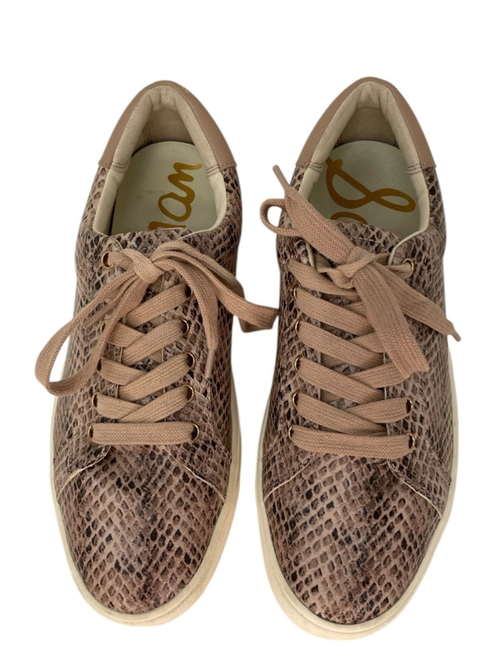 Sam Edelman Tennis Shoes Low Top Sneakers Python Print Lace Up Size 8.5
